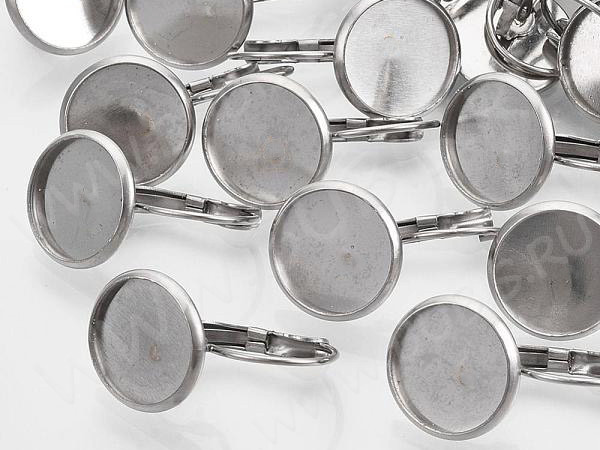 Швензы с французским замком №56 с сеттингом 10мм 20*12*12мм цвет платины (Хирургическая сталь) (1 пара)