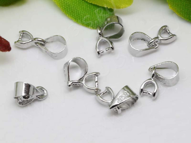 Держатель кулона 049 гладкий с пробой 18KGP 12*5*2,5мм цвет платины (Brass)