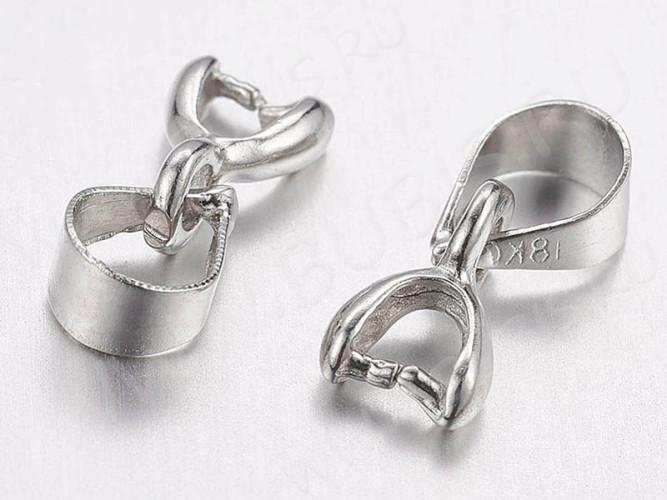 Держатель кулона 049 гладкий с пробой 18KGP 12*5*2,5мм цвет платины (Brass)