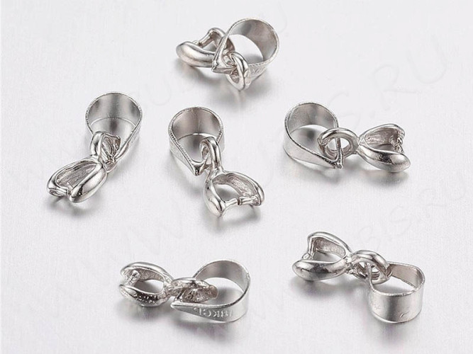 Держатель кулона 049 гладкий с пробой 18KGP 12*5*2,5мм цвет платины (Brass)