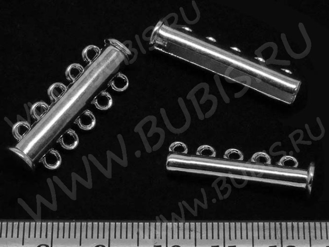 Магнитный замочек №24 слайдер, лифт на 5 нитей (10 петелек) 31*11*7мм цвет платины (Brass)