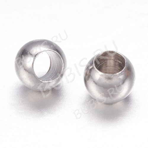 Бусина 218 Рондель 3*2,5мм цвет платины (Хирургическая сталь) (10шт)