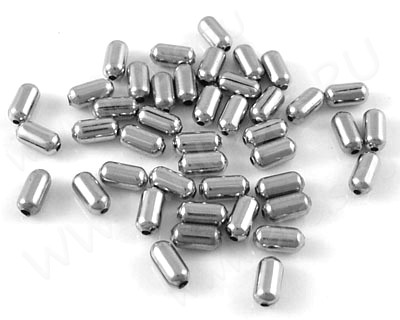 Бусина металлическая Бочонок 4,8*2,4мм цвет платины (Iron) (50шт.)