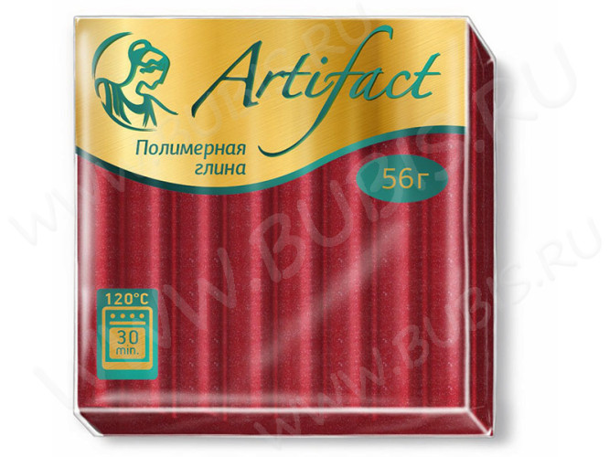 Полимерная глина Артефакт 213 красный с блестками 56г.