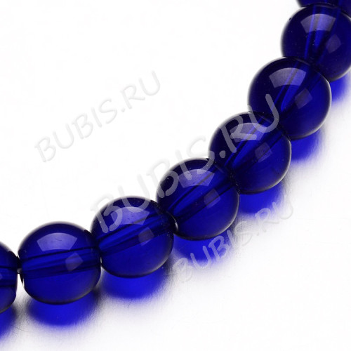 Бусина округлая 10мм сине-фиолетовая прозрачная (стекло) (НИТЬ)  