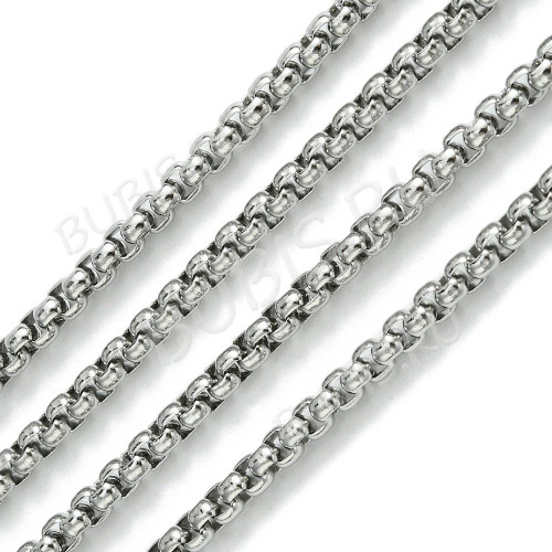 Цепочка S114 Ювелирная сталь Ролло (Rolo) квадрат "Коробок" 3*3мм цвет платины (Хирургическая сталь)(50см)