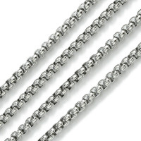 Цепочка S114 Ювелирная сталь Ролло (Rolo) квадрат "Коробок" 3*3мм цвет платины (Хирургическая сталь)(50см)