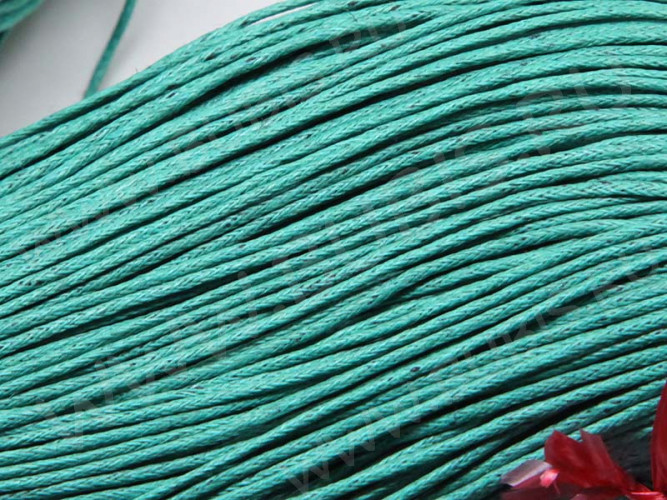Вощёный х/б шнур 1мм бирюзовый (5м)