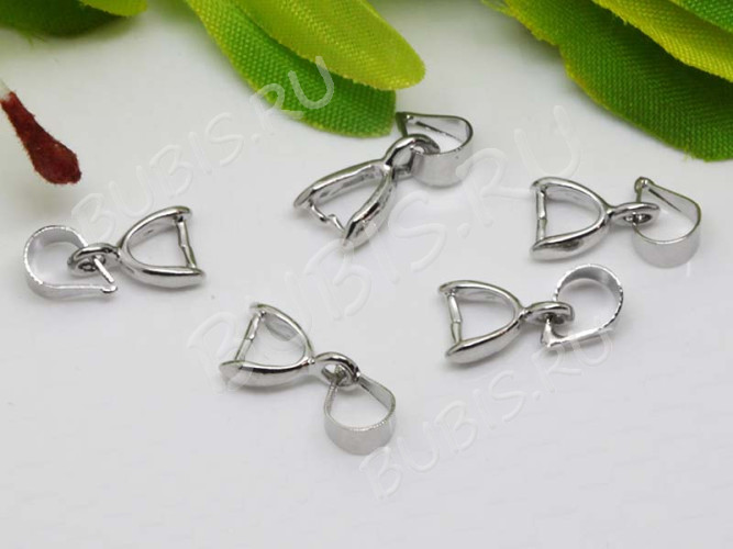 Держатель кулона 012 гладкий с пробой 18KGP 13*5*2,5мм цвет платины (Brass)