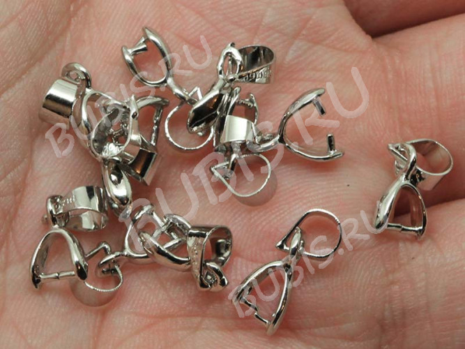 Держатель кулона 012 гладкий с пробой 18KGP 13*5*2,5мм цвет платины (Brass)