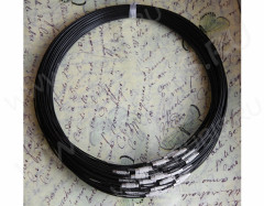 Чокер 03 из стальной проволоки с покрытием и винтовым замочком 2,7мм чёрный (примерно 45см)