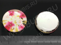 Кабошон стеклянный 33 Круглый 18*18*5мм рисунок 20 (стекло)