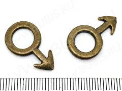 Подвеска "Он" 01 двусторонняя 22,5*13*1,5мм античная бронза (литьё)