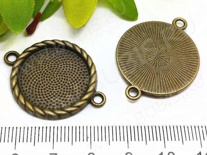 267 Коннектор-сеттинг Круг (сеттинг 20мм) 33*25*2,8мм античная бронза (литьё)