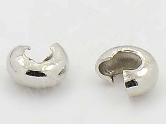 Обжимная бусина 11 разъёмная покрывная 6,5*5,5*3,5мм цвет платины (Iron)(10шт.)