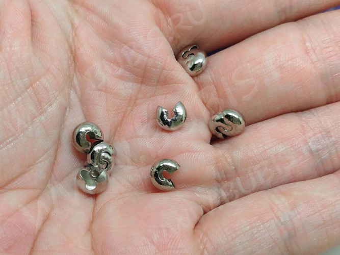 Обжимная бусина 11 разъёмная покрывная 6,5*5,5*3,5мм цвет платины (Iron)(10шт.)
