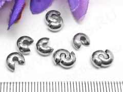 Обжимная бусина 11 разъёмная покрывная 6,5*5,5*3,5мм цвет платины (Iron)(10шт.)