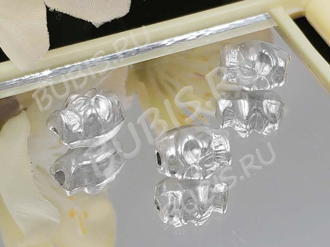 Бусина 170 Череп 03 3D 9*6,5*6,3мм серебристая (литьё)