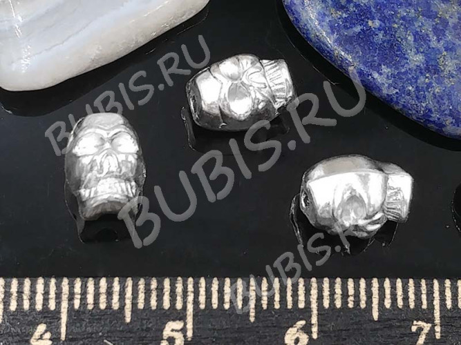 Бусина 170 Череп 03 3D 9*6,5*6,3мм серебристая (литьё)