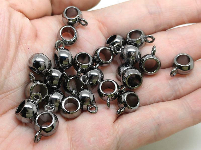 Бусина с петлёй 084 Бейл классика 13*10*7мм чёрный никель (литьё)