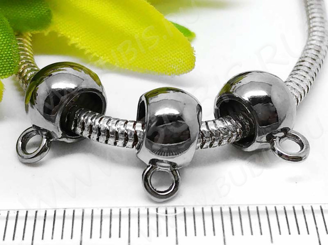 Бусина с петлёй 084 Бейл классика 13*10*7мм чёрный никель (литьё)