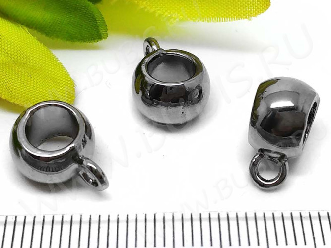 Бусина с петлёй 084 Бейл классика 13*10*7мм чёрный никель (литьё)