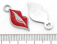 Подвеска Губы 01 22,7*10*2мм красно-белые (цветные подвески)