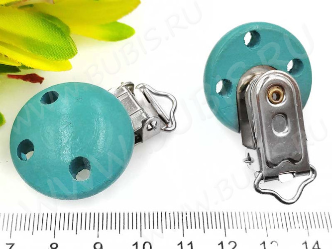 Клипса для соски 01 держатель пустышки 46*29*17мм голубая и цвет платины (дерево и Iron)