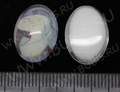 Кабошон стеклянный 12 Овал 18*13*5,8мм рисунок 23 (стекло)