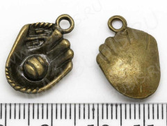 Подвеска Перчатка бейсбольная 01 3D 20,5*14*4,5мм античная бронза (литьё)