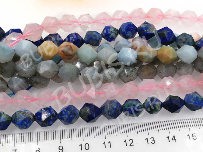 Бусина каменная Многогранник 07 10*9*9мм Азурмалахит натуральный (камни)