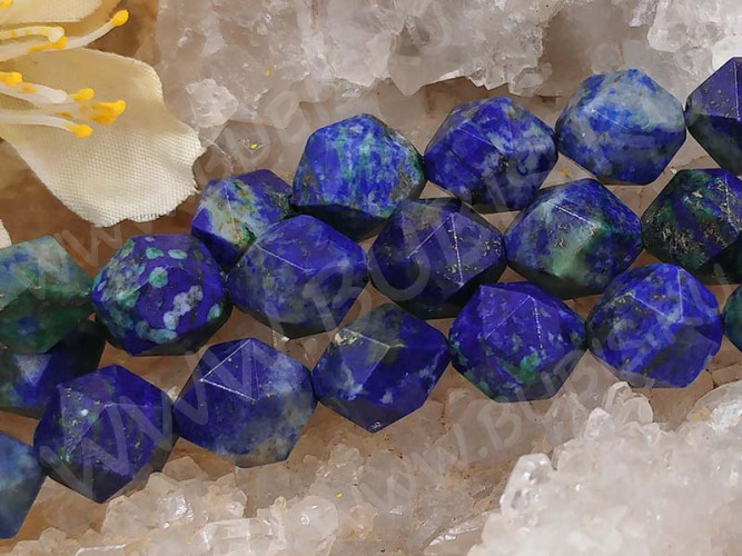 Бусина каменная Многогранник 07 10*9*9мм Азурмалахит натуральный (камни)