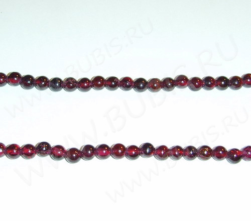 (ОПТ) Бусина округлая ГЛАДКАЯ "каменный бисер" 3мм Гранат (камни) (НИТЬ)