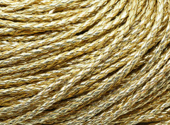 Шнур кожаный 23 кожзам плетёный круглый 3мм золотистый (1м)