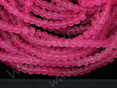 Бусина округлая матовая 4мм яр.розовая полупрозрачная (стекло) (50шт.)