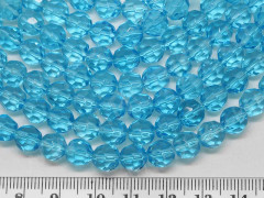 Бусина округлая гранёная 8*8*7,5мм небесно-голубая прозрачная (стекло) (10шт.)