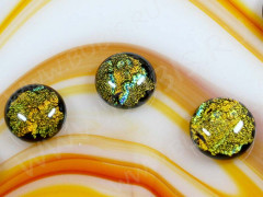 Кабошон Фьюзинг Круглый 12-14мм Дихроик желтый с золотистым на чёрном