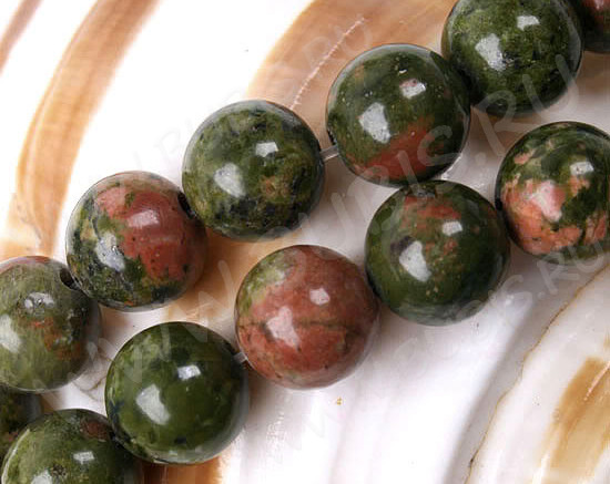 (ОПТ) Бусина округлая 4мм Унакит (камни) (НИТЬ)