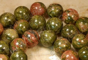 (ОПТ) Бусина округлая 4мм Унакит (камни) (НИТЬ)