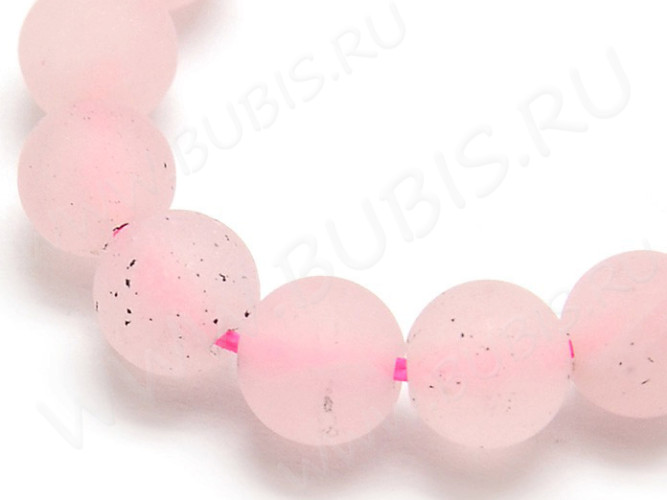 (ОПТ) Бусина округлая 8мм МАТОВАЯ Розовый Кварц натуральный (камни) (НИТЬ)