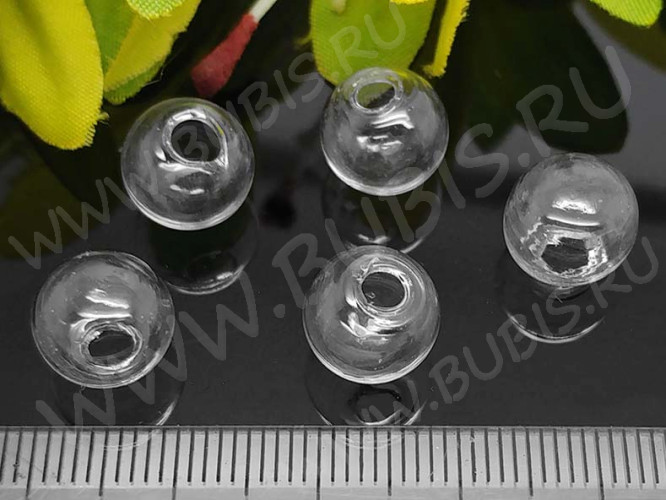 (СКИДКИ!!!) Пузырь стеклянный 41 Сфера с одним отверстием (3-4мм) 10*9мм прозрачный (стекло) (10шт.)