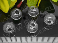 (СКИДКИ!!!) Пузырь стеклянный 41 Сфера с одним отверстием (3-4мм) 10*9мм прозрачный (стекло) (10шт.)