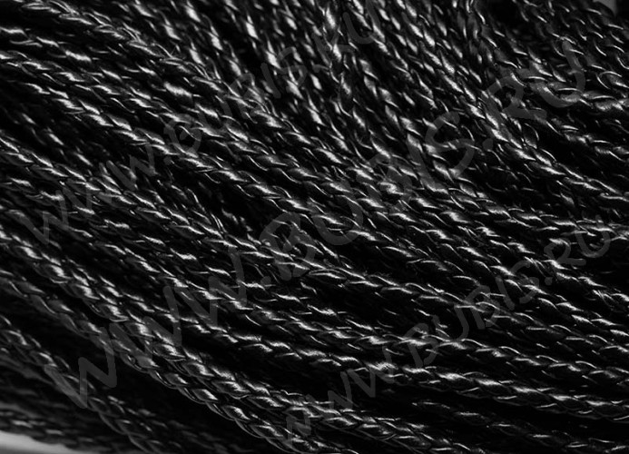 Шнур кожаный 05 кожзам плетёный круглый 3мм чёрный (1м)