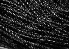 Шнур кожаный 05 кожзам плетёный круглый 3мм чёрный (1м)