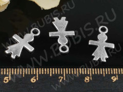 (СКИДКИ!!!) Подвеска Девочка 04 двусторонняя 17*10*1,25мм античное серебро (литьё) (10шт.)
