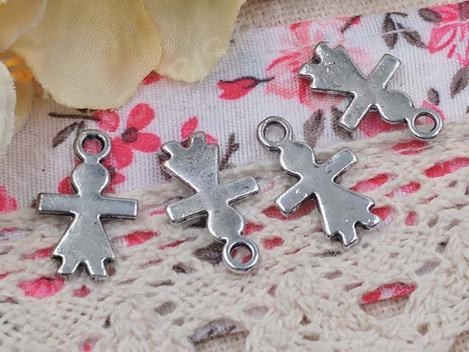 (СКИДКИ!!!) Подвеска Девочка 04 двусторонняя 17*10*1,25мм античное серебро (литьё) (10шт.)