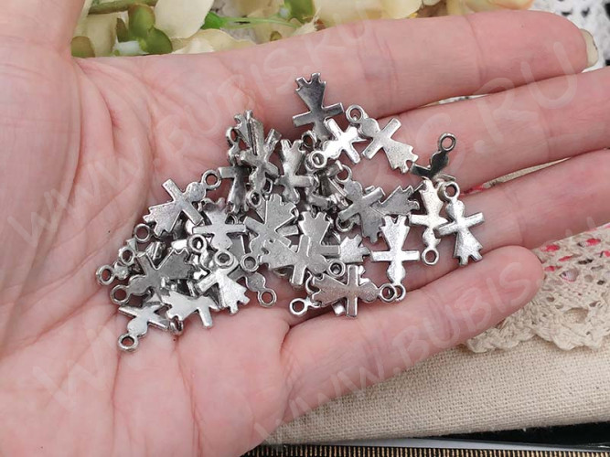 (СКИДКИ!!!) Подвеска Девочка 04 двусторонняя 17*10*1,25мм античное серебро (литьё) (10шт.)