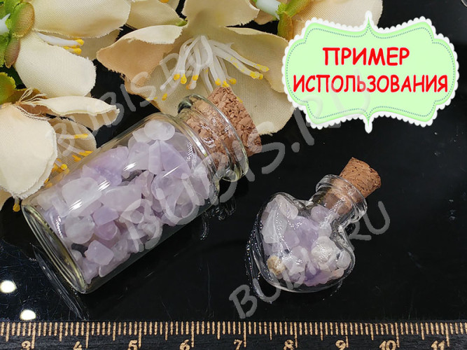 Наполнение для смолы и бутылочек 062 каменная крошка БЕЗ отверстий 2-8*2-4мм Аметист лавандовый натуральный (декор)