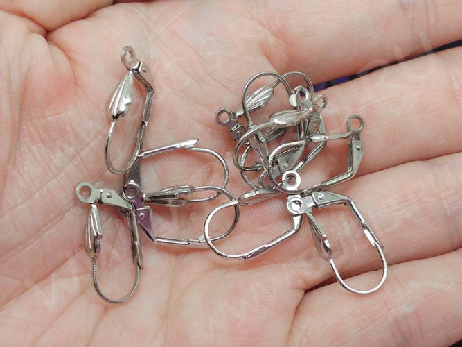 Швензы с французским замком №43 "Ракушка" 18*10мм цвет платины (Brass) (1 пара)