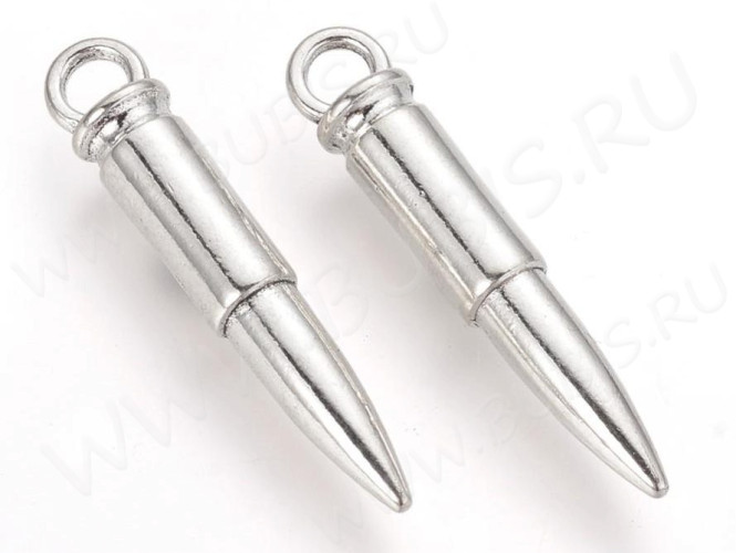 Подвеска Пуля 02 Кулон 33*6мм античное серебро (литьё)